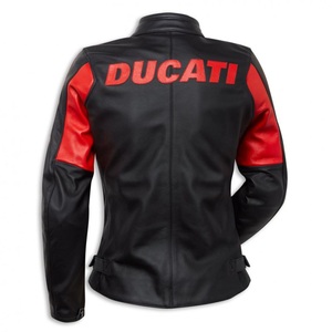 Chaqueta de Motocicleta Ducati para Mujer, Negra, de Cuero, 220g, con Logotipo Frontal Impreso por Transferencia de Calor, Manga Larga, Resistente al Viento, Blanca, para Primavera - Product Image 2