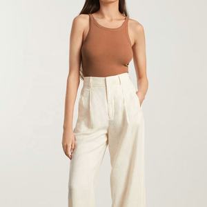 Wholesale Bulk Crop <b>Tops</b> Plain Cute Ribbed Workout Shirts Solid Color <b>Brown</b> <b>Women</b> Tank <b>Top</b> - Product Image 3