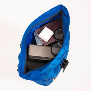 Blue Camouflage Casual Backpack Sports Backpack Roll <b>Top</b> Backpack - Product Image 5