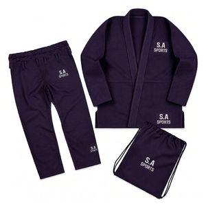 Kimono de BJJ de compétition à tissage haute densité, avec doublure intérieure sublimée violet foncé, pour arts martiaux - Product Image 1