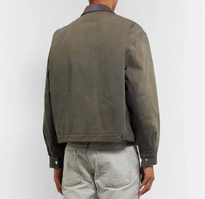 Veste en toile épaisse personnalisée avec logo, style streetwear, en coton, fermeture éclair, vintage, denim, pour homme - Product Image 4