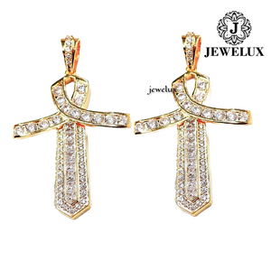 JEWELUX Colgante de Cruz Chapado en Oro con Cristal Tallado en Canal, Amuleto Religioso, Joyería Unisex de Proveedor Indio - Product Image 2