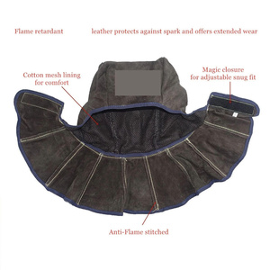 Professional Cowhide Split Leather Welding Helmet Flame Retardant Spark Resistant Face Shawl Heat Resistance Welder <b>Cap</b> - Product Image 5