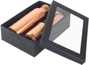 Black gift <b>box</b> packed 100% copper water bottle 2 glass with handicraft hammered <b>presented</b> saleem international - Product Image 2