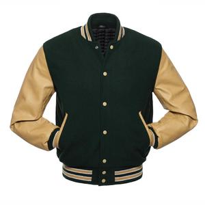 Custom Hot Selling <b>Utility</b> Leather Long Sleeve Patch Embroidery Streetwear Wool Body Oversized Bomber Varsity <b>Jackets</b> for <b>Men</b> - Product Image 1