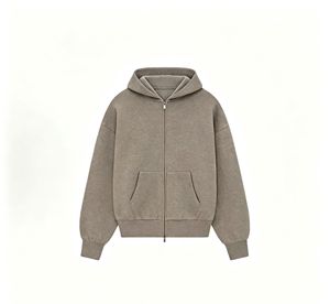 Sweat-shirt à capuche zippé gris pour homme, coupe classique, couleur unie, décontracté, pour l'automne, écologique, respirant, 100% coton, tissu éponge français - Product Image 4