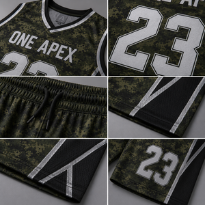 Ensemble Maillot et Short de Basketball Camouflage Numérique Personnalisé pour Hommes – Respirant, Séchage Rapide, Tenue de Sport d'Équipe – Vente en Gros OEM ODM Professionnel - Product Image 4