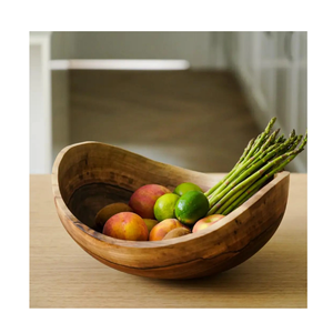 Grand bol en bois sculpté à la main pour servir les fruits, idéal pour le salon - Produit en vente - Product Image 1