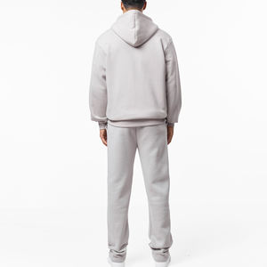 Conjunto de chándal de algodón polar transpirable con capucha y cremallera, de peso pesado, liso, informal, de talla grande para hombre - Product Image 2