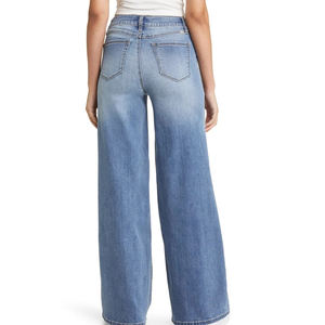 2026 Vente en gros de jeans décontractés pour femmes de haute qualité, vente directe d'usine, OEM, pantalons en denim taille haute coupe ample pour femmes - Product Image 2