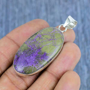 สร้อยคอจี้รูปไข่ทำมือจากเงินแท้ 925 ชุบทองและโรเดียม ประดับด้วยพลอยพูร์ปิริต เครื่องประดับสไตล์โบโฮ คริสตัลบำบัด - Product Image 2