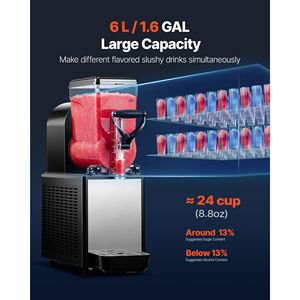 Macchina Commerciale per Slushie 6L (1.6 Galloni) con Funzione Autopulente, per Bevande Congelate, Ideale per Ristoranti - Product Image 2