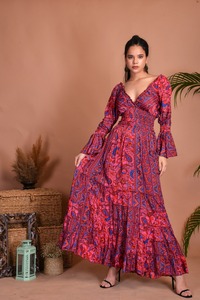 Wholesale Boho Silk Long Maxi <b>Dress</b> for Women Comfortable & Breathable Party <b>Dress</b> at Low Price Bulk India Export - Product Image 3
