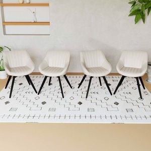 Set di 4 Sedie da Cucina Moderne in Stile Medievale, in PU con Gambe in Metallo Nero Decorative per Uso Domestico - Product Image 1