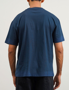 T-shirt pour homme à col rond, manches courtes, couleur unie, 100% coton, coupe ample, vêtement décontracté, respirant, design en jersey tricoté - Product Image 3