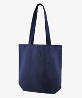 Sac fourre-tout réutilisable en coton avec soufflet de fond |   Sac de courses écologique uni à porter à l'épaule |   Logo personnalisé durable pour la promotion