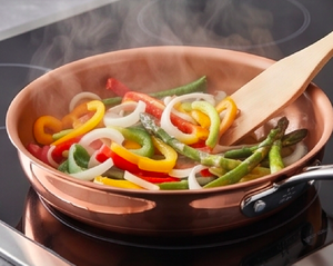 Copper Sauce <b>Pan</b> With Glass Lid Stainless Steel <b>Handle</b> Modern Design Heat Resistant For Gas Use And Induction Use - Product Image 2