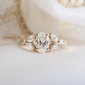 Igi/gia แล็บปลูกวินเทจ14K ทองคำขาวแหวนแต่งงาน/หมั้นหมายเพชรวงรีตัดเพชรใช้ได้ทั้งชายและหญิงสมบูรณ์แบบของขวัญวันครบรอบและงานปาร์ตี้ - Product Image 4