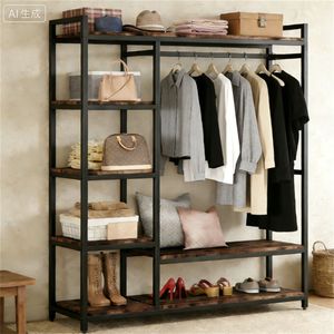 Armadio Indipendente con Struttura in Metallo Robusto, Scaffale Portaoggetti e Appendiabiti - Product Image 1