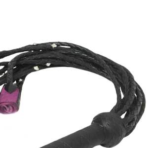 Professional Leather Flogger Whip with Thick Falls Solid Handle Steel Buckle 3.5cm Width Heat-Transfer Printed - Product Image 4