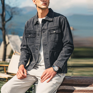 Trendy Mens Denim Jacket Customized Design Hip Hop Street Style High Quality Cotton Coat Fashionable Windbreaker Denim Jacket - Product Image 3