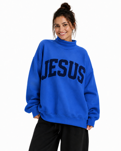 Sweat-shirt en molleton tricoté oversize à col montant et épaules tombantes pour femme, le plus vendu, service OEM, usage quotidien - Product Image 1
