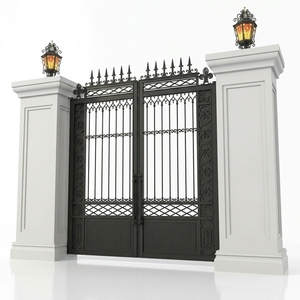 Portail à double battant traditionnel blanc thermolaqué pour usage extérieur, durable, installation facile - Product Image 2