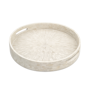 Plateau décoratif artisanal en nacre naturelle pour rangement écoresponsable - Product Image 2