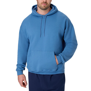 เสื้อฮู้ดผู้ชายสีน้ำเงิน ทรงปกติ ผ้าฝ้ายฟลีซ สวมใส่สบายๆ สำหรับฤดูใบไม้ร่วง มีกระเป๋าหน้าและฮู้ดแบบมีเชือกผูก - Product Image 3