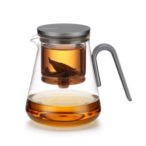 Teiera in Vetro Resistente al Calore da 800mL, Nero Canna di Fucile, con Interruttore Magnetico e Manico in Acciaio per Caffè, Acqua o Tè - Product Image 1