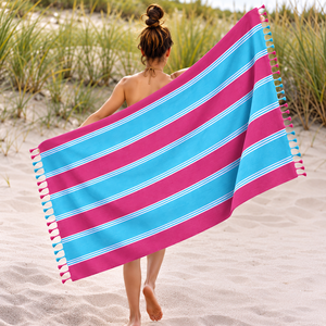 Toalla turca promocional con diseño de rayas teñidas con hilo, toalla kikoy para uso en la playa, buena toalla de playa absorbente. - Product Image 1