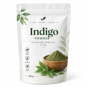 Poudre de feuilles d'indigo 100% pure et naturelle 200g Qualité cosmétique Sans produits chimiques Poudre d'indigo à base de plantes pour les soins capillaires pour hommes et femmes - Product Image 1