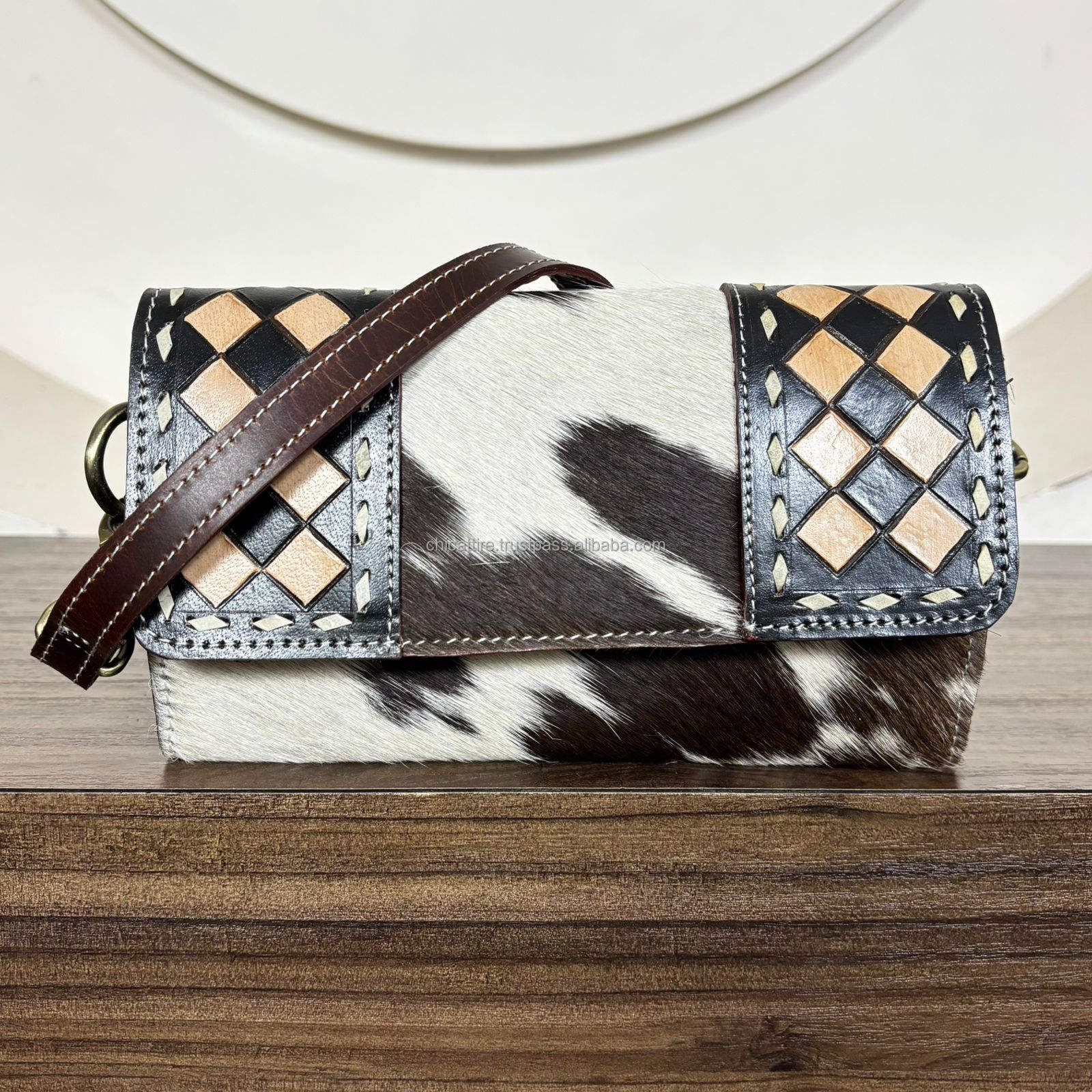 Damier beige et noir