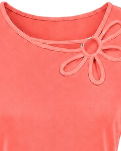 Customized Coral Pink Women Casual T Shirt Floral Ring Neck Short Sleeve Summer Fashion Soft Stretch Ladies Tee Blouse <b>Top</b> Wear - Product Image 5