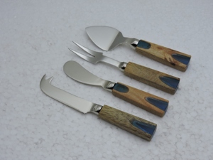 Stainless Steel Cheese Utensil <b>Set</b> 4 Piece Wood Handle Serving Tools <b>Hand</b> <b>Wash</b> Only - Product Image 3