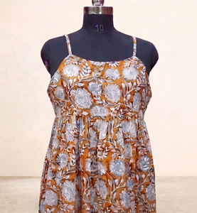 Fabricante Mayorista de Vestidos Largos de Algodón con Manga Corta, Cintura Natural, Estampado Floral, Hechos a Mano en Jaipur, Estilo Étnico Casual - Product Image 3