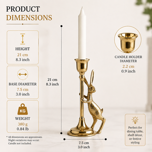 Support de bougie en laiton de qualité supérieure en forme de lapin, porte-bougie conique, décoration d'intérieur au design animalier, centre de table de mariage, cadeau - Product Image 2