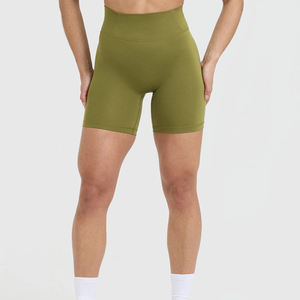 Short de sport taille haute pour femme, sexy, avec effet froncé aux fesses, legging court de yoga, compression sans couture, short de fitness - Product Image 1