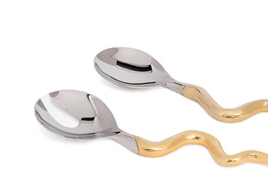 Indian Handicraft Unique Design Gold Silver Color Serving Set - Product Image 2