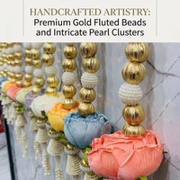Hiasan Dinding Rumbai Mutiara Peony Tradisional India Buatan Tangan Mewah untuk Pernikahan, Ulang Tahun, dan Perayaan