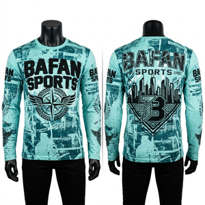 Mens Long Sleeve <b>Shirt</b> <b>Polyester</b> Spandex Graphic Sublimation Print Custom Logo <b>100</b>% cotton T-<b>shirt</b> for men loose fit printed - Product Image 1