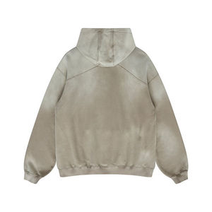 เสื้อฮู้ดดี้โอเวอร์ไซส์ผู้ชาย สีพื้น ผ้าฝ้ายเฟรนช์เทอร์รี่ สวมใส่สบายๆ สำหรับฤดูใบไม้ร่วง มีกระเป๋าหน้า ดีไซน์ถัก - Product Image 2