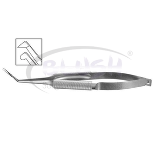 Inamura Capsulorhexis Forceps Angled w/ Marks 1.8mm Incision Stainless Steel Ophthalmic <b>Instrument</b> By Blush <b>Surgical</b> - Product Image 1