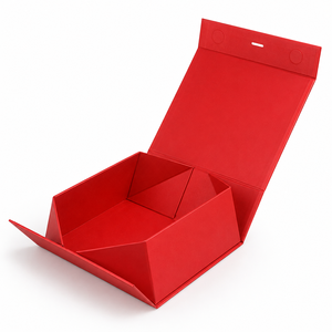Customized Luxury <b>Red</b> Eco-Friendly Recycled <b>Materials</b> Folding Paper Box Magnetic Flip Closure Ribbon Rigid Sponge Custom Logo - Product Image 1