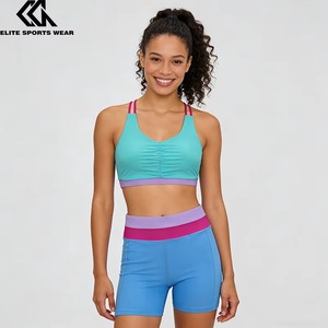Ropa Deportiva con Bloques de Color para Equipos de Baile, Múltiples Colores, Sujetador Deportivo, Pantalones Cortos Deportivos de Cintura Alta - Product Image 6