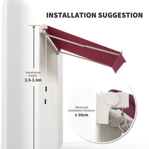 Tenda da Sole Estensibile in Lega di Alluminio per Balcone/Patio con Protezione dalla Pioggia - Funzionamento Manuale, Rivestimento in PC - Product Image 4