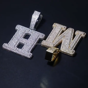 Pendentif personnalisé en argent 925 avec diamant VVS Moissanite, cadeau Hip Hop, pendentif lettre HM, bijoux fins sertis de diamants pour unisexe - Product Image 5