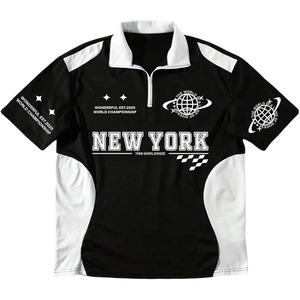 Men's <b>Y2k</b> Short Sleeve Baggy <b>Shirt</b> Quarter Zip Streetwear Graphic Golf <b>Shirts</b> - Product Image 1