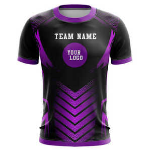 Maillot de football personnalisé noir et violet, uniforme d'équipe, chemise de sport à manches courtes avec logo - Product Image 2