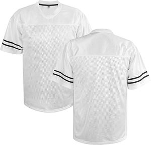 Maillot de football blanc à col en V en maille, manches courtes, léger, en polyester, t-shirt de sport, vêtements de sport - Product Image 1